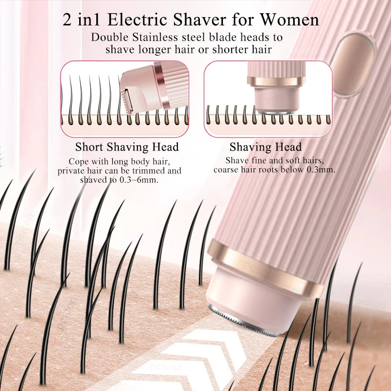 Electric Razor For Women Face Shaver Portable Hair Removal Leg Armpit Bikini Body Hair Trimmer Painless Facial Mustache Epilator