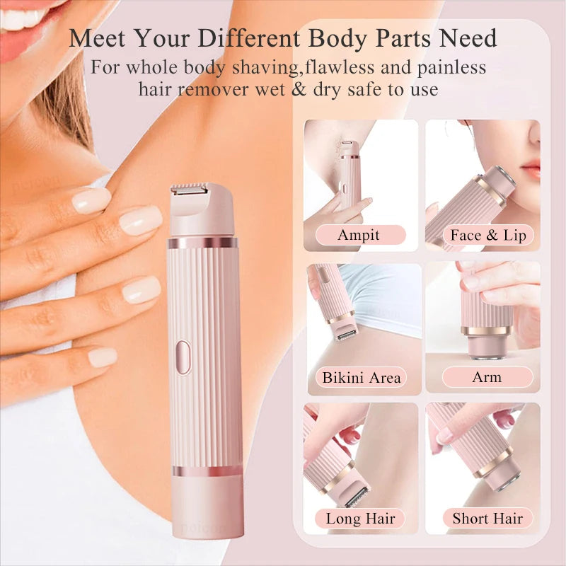 Electric Razor For Women Face Shaver Portable Hair Removal Leg Armpit Bikini Body Hair Trimmer Painless Facial Mustache Epilator