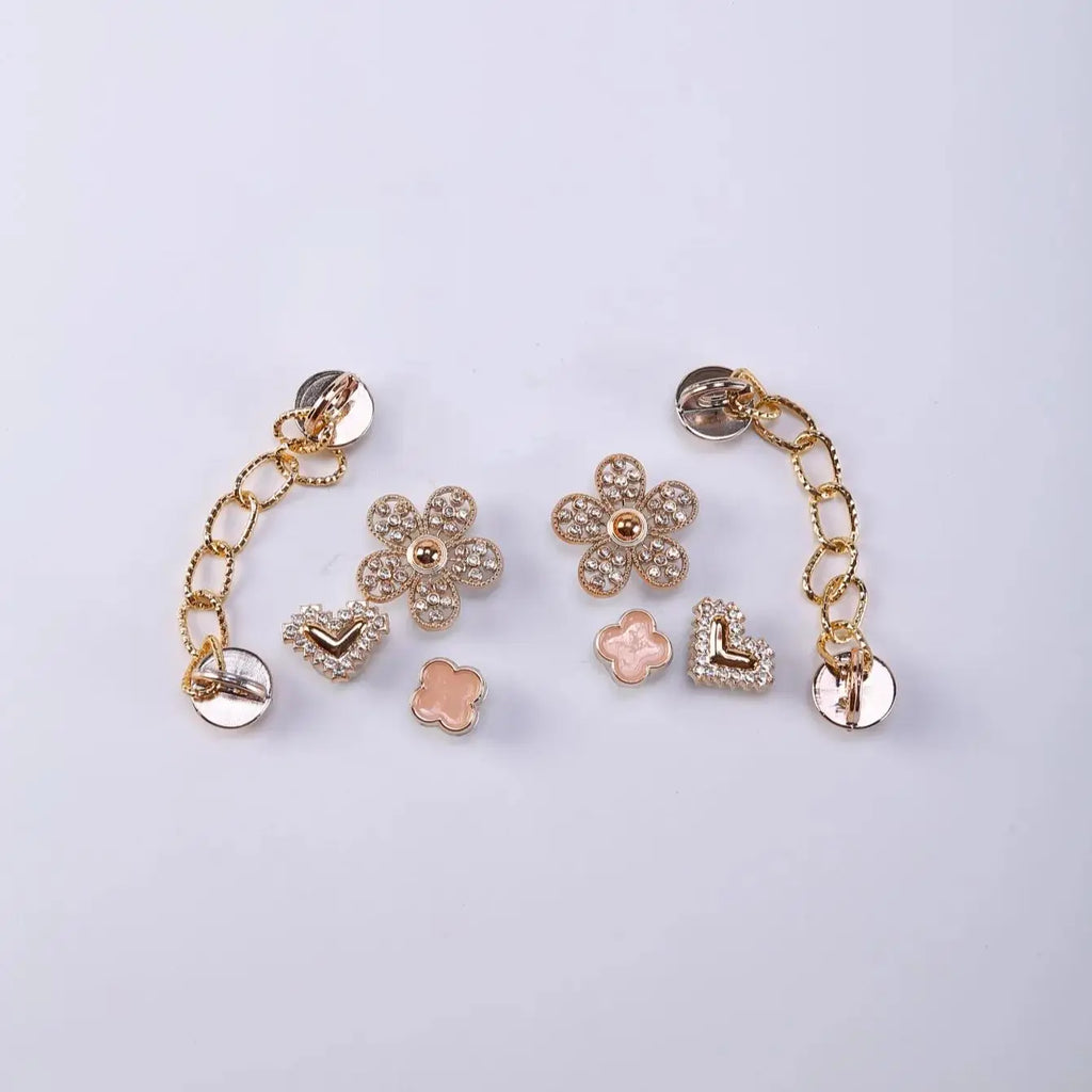 Girls' 3D Floral & Chain Decor Clogs, Platform Soft Sole Closed Toe EVA Home Garden Clog Shoes, Breathable Beach Sandals