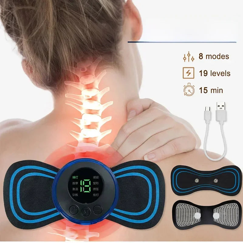 Electric Neck Massager Mini Cervical Back Patch Muscle Relieve Fatigue Stimulator Massageador Mat Pad Home Use Massage Tool